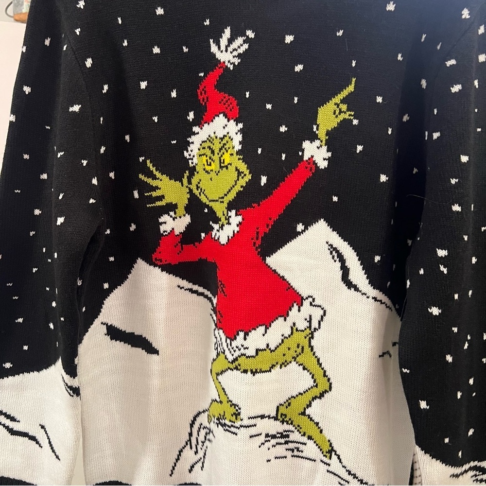 Dr. Seuss Black Grinch Crewneck Sweater - Picture 5 of 9